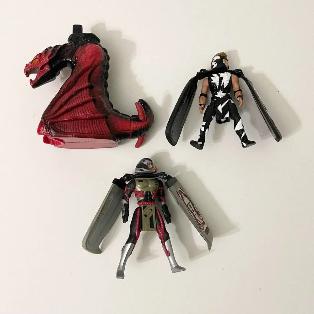 Vintage 90s Dragon Flyz Figures and Launcher Galoob